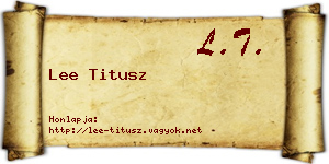 Lee Titusz névjegykártya